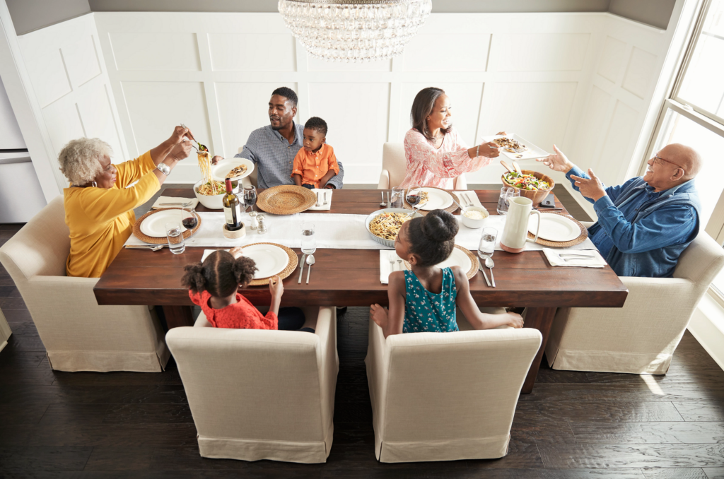 Family having breakfast at the dining table | Design Waterville